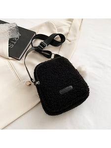 Simple Casual Cute Plush Pure Color Shoulder Bags OT93