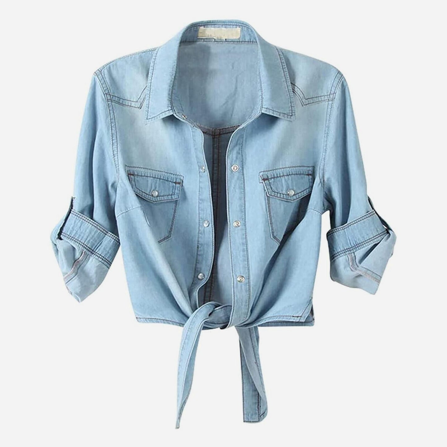 Simple Solid Button Up Denim Jacket For Women OT163