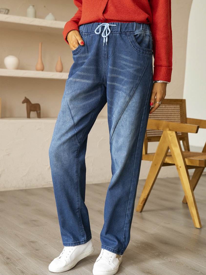 Casual vintage drawstring denim trousers BB18