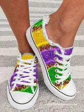 Load image into Gallery viewer, Mardi Gras Color Block Graphic Lace-Up Canvas Shoes CN106
