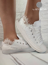 Load image into Gallery viewer, Wedding White Lace Lace-up Canvas Shoes CN66
