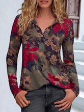 Load image into Gallery viewer, Floral Shawl Collar Loose Casual Top AW10046
