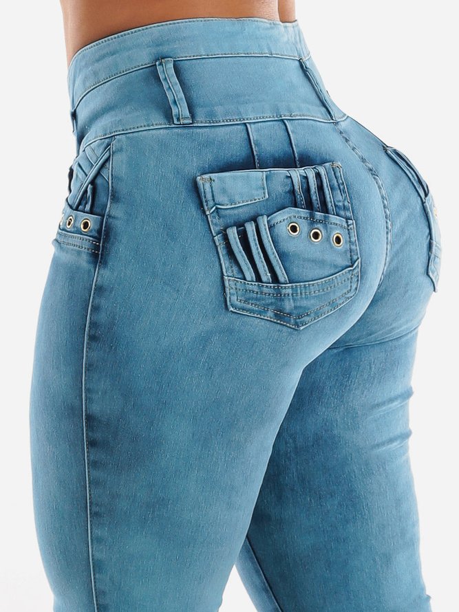 Casual Plain Regular Fit Jeans ZK102