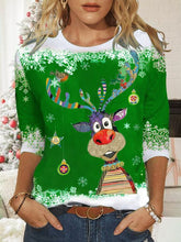 Load image into Gallery viewer, Women&#39;s Red Sweatshirt Christmas Reindeer Printed PJ25
