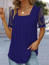 Load image into Gallery viewer, Square Neck Plain Lace Casual Shirt  mm249
