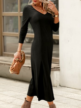 Load image into Gallery viewer, Black V Neck Regular Fit Casual Simple Knitting Dress CY59
