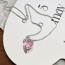 Load image into Gallery viewer, Pink Crystal Heart Necklace

