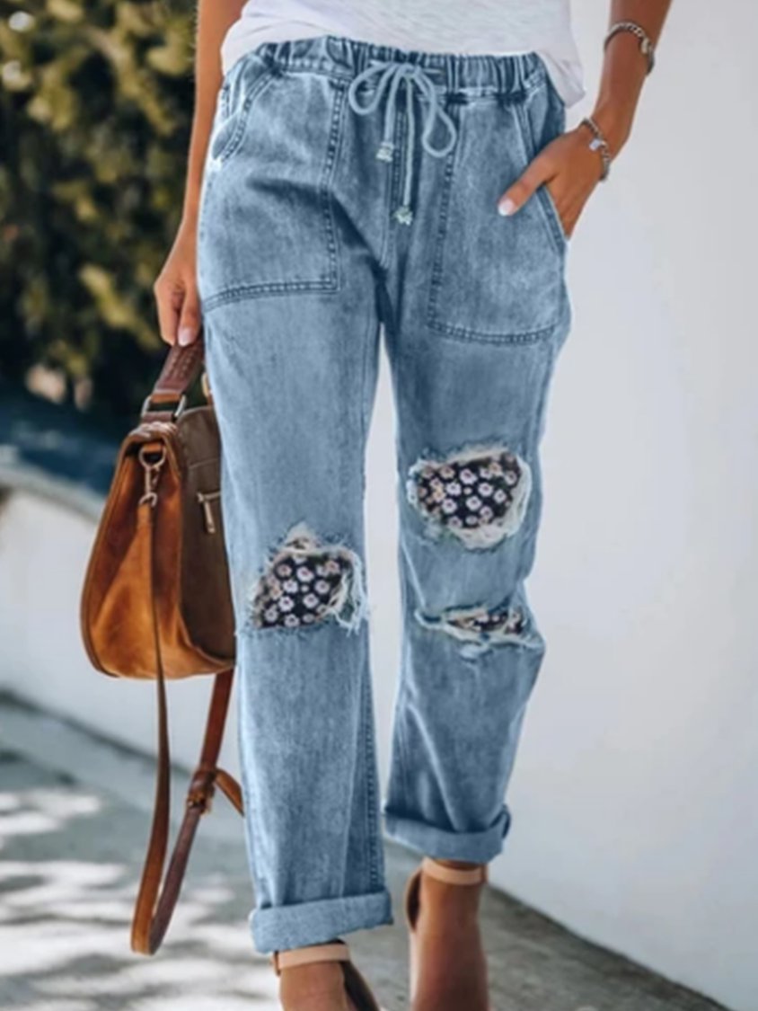 Casual Floral Denim Pants（accessory not included） BB4