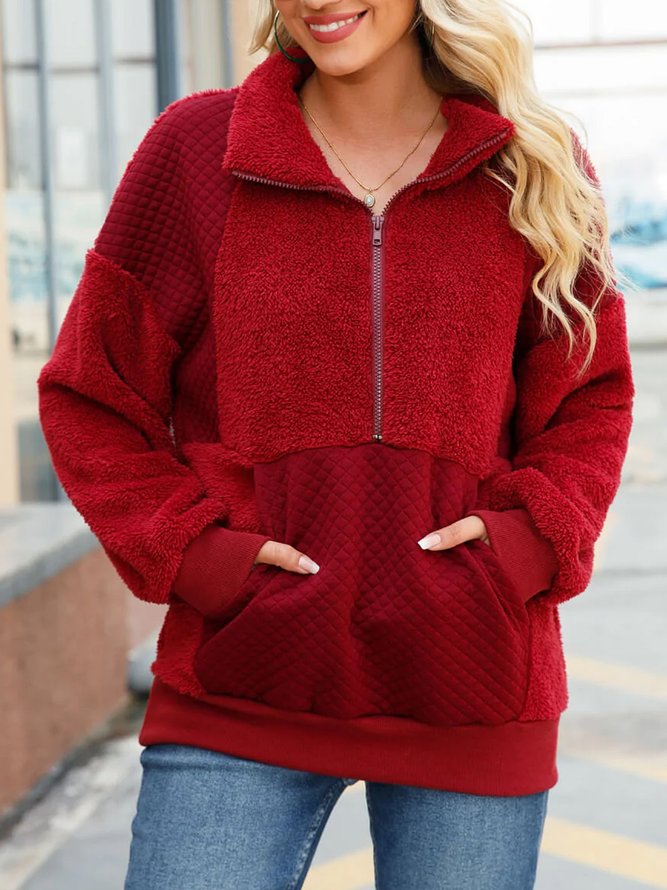 Casual Loose Fluff/Granular Fleece Fabric Plain Sweatshirt ZC0