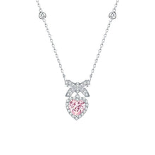 Load image into Gallery viewer, Pink Bowknot Heart Necklace

