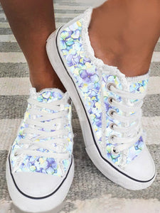 Lightweight Breathable Blue Floral Sneakers Espadrilles AD615
