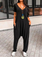Load image into Gallery viewer, Simple Short Sleeve V Neck Solid Jumpsuit &amp; Romper QAJ21
