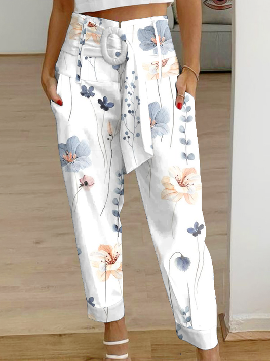 Casual Floral Loose Cargo Pants  WX114