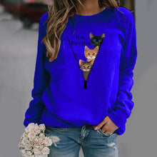 Load image into Gallery viewer, Women&#39;s Sweatshirt Pullover Basic Green Blue Purple Cat Street Round Neck Long Sleeve S M L XL 2XL 3XL PC100

