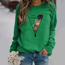 Load image into Gallery viewer, Women&#39;s Sweatshirt Pullover Basic Green Blue Purple Cat Street Round Neck Long Sleeve S M L XL 2XL 3XL PC100
