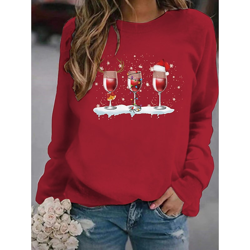 Women's Sweatshirt Pullover Graphic Prints Ugly Christmas Print Sports Hot Stamping Streetwear Hoodies Sweatshirts Blue Pink Wine PC116