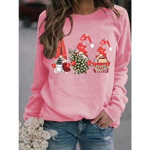Women's Sweatshirt Pullover Active Streetwear Christmas Print Black Pink Yellow Santa Claus Christmas Tree Gnome Christmas Gifts Crew Neck Long Sleeve Cotton S M L XL XXL PC101
